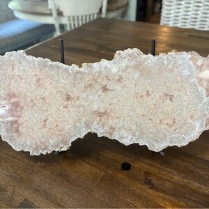 Thick pink amethyst slab with stand